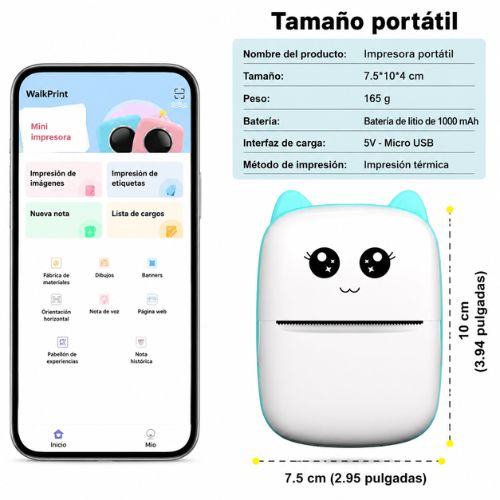 Mini Impresora Térmica Portátil Inalámbrica