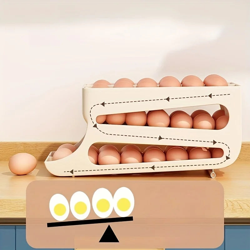Organizador de Huevos para Refrigerador con Auto-Rotación
