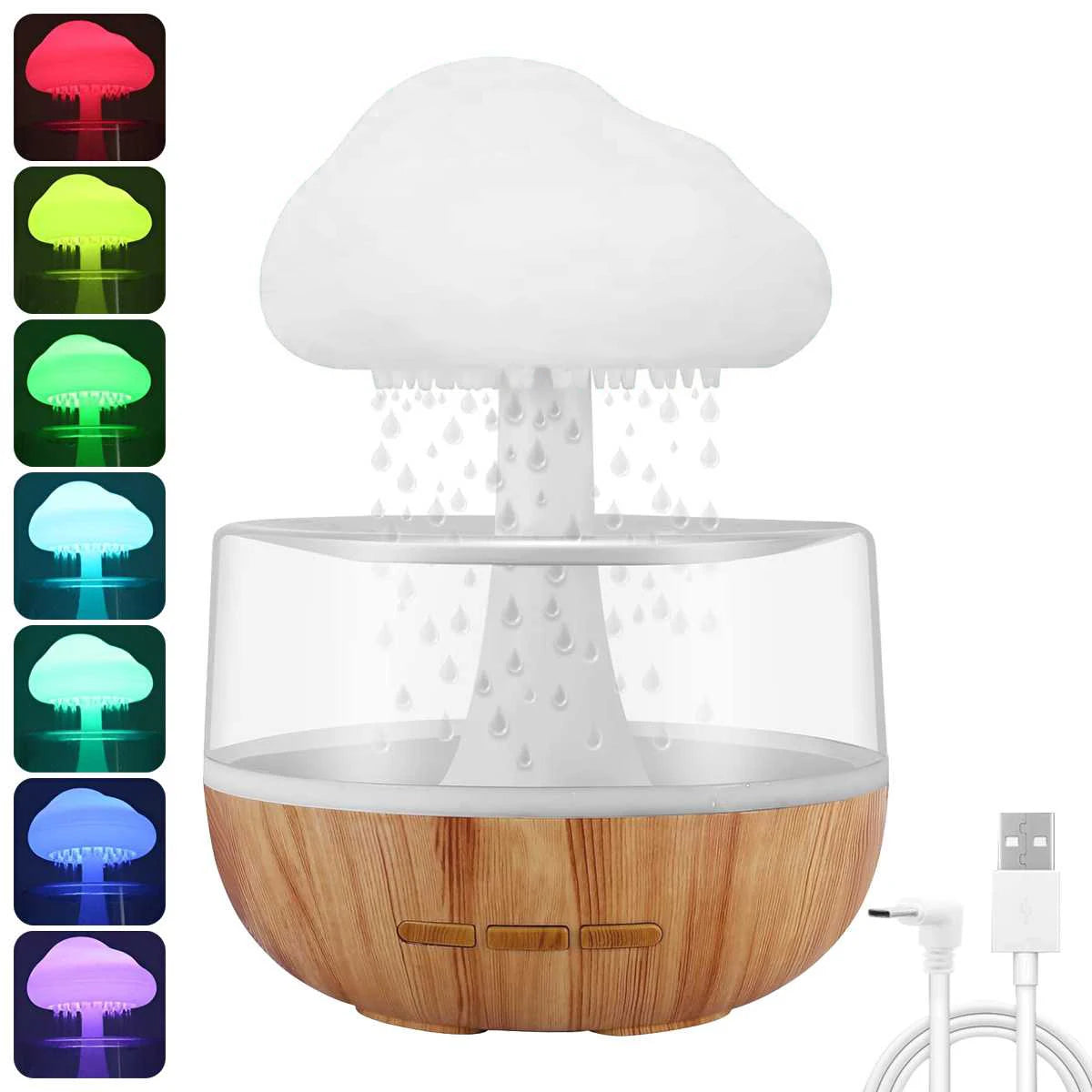 Humidificador Nube de Lluvia con Luz LED